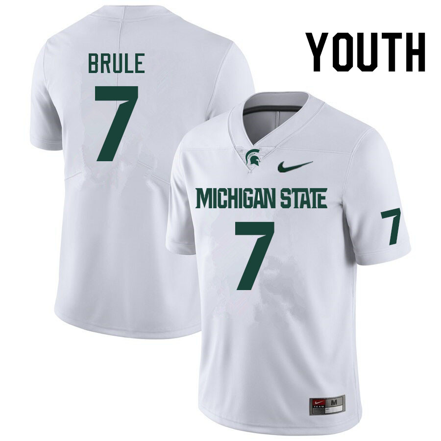 Youth #7 Aaron Brule Michigan State Spartans College Football Jerseys Sale-White